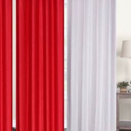 BELLA TRUE White & Red 4 Pieces Ripple Fold Door Curtains-image-42
