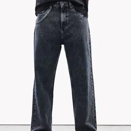 Snitch Men Charcoal Grey Mid-Rise Baggy Jeans-picture-43