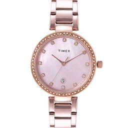 Timex Women Mother of Pearl Dial Bracelet Style Straps Analogue Watch TWEL187SMU03-image-52