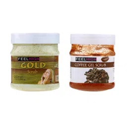 FEELHIGH Set of Gold & Coffee Organic Face & Body Scrub - 500 ml each-54