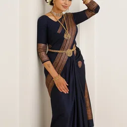 VILLE FASHION Woven Design Zari Art Silk Kanjeevaram Saree-43