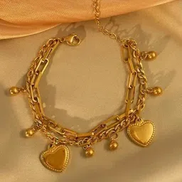 MYKI Stainless Steel Gold-Plated Charm Bracelet-27