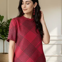Style Quotient Women Checked Short Sleeves Top-image-77