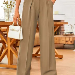 Outzidr Women Pleated Trousers-image-91
