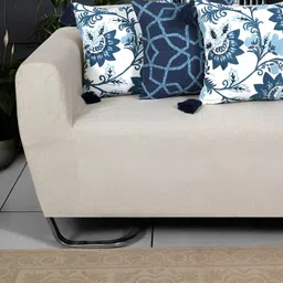 Ode & Cleo Blue & White Set of 3 Embroidered Square Cushion Covers-1
