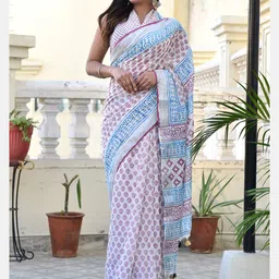Shivanya Handicrafts Floral Block Print Saree-image-50