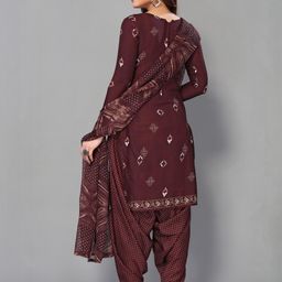 Unstitched Printed Cotton Blend Kurta & Patiyala Dress Material with Dupatta-image-57