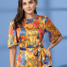 plusS Women Floral Printed Round Neck Top-image-68