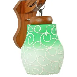 Somil Premium Designer Glass Wall / Night Lamp Elegant & Stylish Dcor Accent for Modern Interiors, color- Green, White, Size:- 21 X 25 X 30.5 CM-image-90