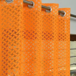 Galaxy Home Decor Orange Set of 2 Sheer Long Door Curtain-35