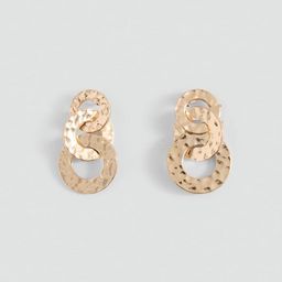 MANGO Circular Shaped Textured Drop Earrings-13