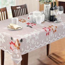 Dakshya Industries White & Brown Floral Pure Cotton Table Cover-picture-36