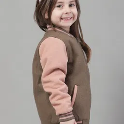 HOUSE OF VEDAS Girls Lightweight Bomber Jacket With Patchwork-image-17