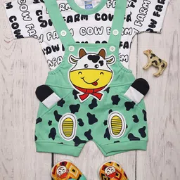 V-Mart Infant Printed Pure Cotton Dungarees With T-Shirt-image-90
