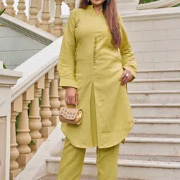 SZN Mandarin Collar Tunic With Trousers Co-Ords-picture-13