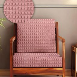 Cortina Pink Self Design Bubble Stretchable Sofa Slipcover-12