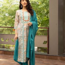 Ambraee Ethnic Motifs Embroidered Kurta With Trousers & Dupatta-image-72