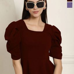 Metronaut Pack Of 2 Square Neck Puff Sleeve Peplum Top-image-74
