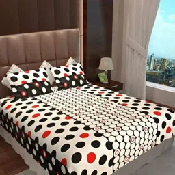 Aura Geometric Printed 144 TC King Double Bedsheet with 2 Pillow Covers-image-86