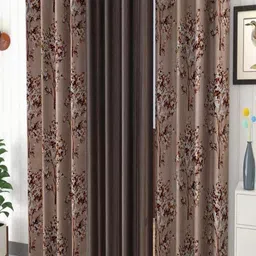 AADI TRADERS Brown Set of 3 Floral Long Door Curtain-image-24