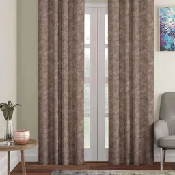 Aura Brown Set of 2 Black Out Door Curtain-image-99