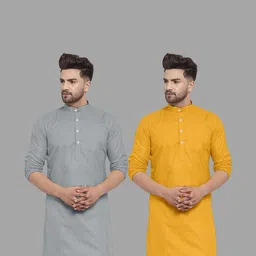 VS MALL Men Mustard Kurtas-picture-40