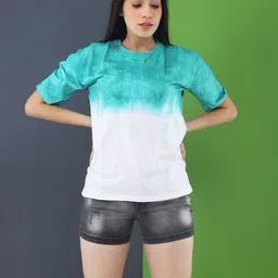LAPPEN FASHION Women Dyed Round Neck Cotton Oversized T-shirt-image-88