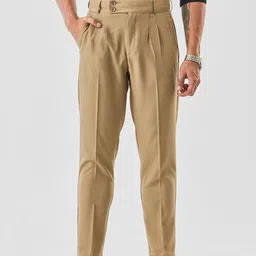 Snitch Men Straight Fit Easy Wash Pleated Sleek Utility Formal Trousers-picture-31
