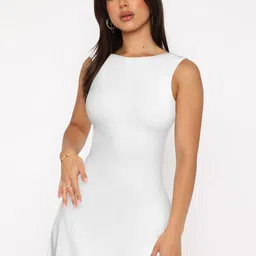 HERE&NOW Women Round Neck Sleeveless A-Line Dress-image-47