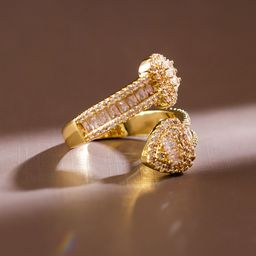Rubans 18K Gold-Plated Cubic Zirconia Stone Studded Finger Ring-image-8