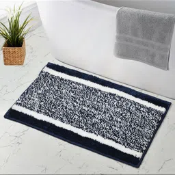 MAA HOME CONCEPT Blue & White Textured Microfiber Anti Skid 1600 GSMBathMat-image-67