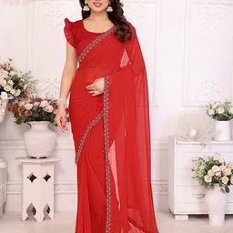 Moda Rapido Polka Dot Embellished Beads and Stones Satin Saree-picture-24