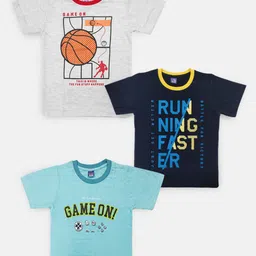 Here&Now X Game Begins Boys Pure Cotton Assorted Set of 3 Printed T-shirts-55