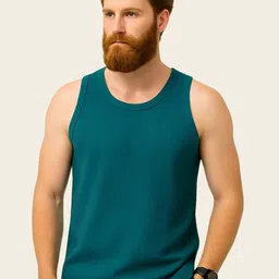 Organic Chics Textured Tank Innerwear Vests WaffleVest-TealBlue_S-picture-35
