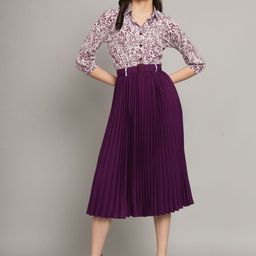 LookShine Women Striped Print A-Line Midi Dress-image-86