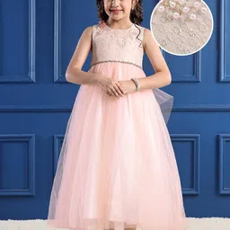 Mark & Mia Girls Self Design Round Neck No Sleeves Knee Length Fit & Flare Dress-picture-47