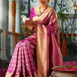DHRUVIL IMPEX Woven Design Pure Silk Saree With Blouse-picture-54