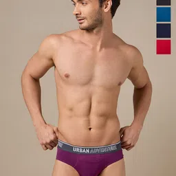 URBAN ADVENTURE Men Pack Of 5 Anti Bacterial Mid-Rise Basic Briefs 5P-UAM006(BLKNVYREDLAG-picture-17