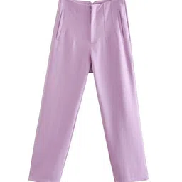 Alamode By Akanksha Women Tapered Fit High-RiseLilac Luxe Fred Formal Trousers-image-63