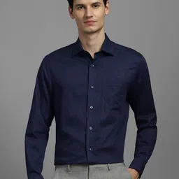 Louis Philippe Ethnic Motifs Printed Spread Collar Formal Cotton Shirt-image-88