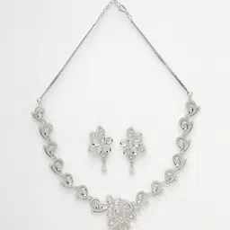 ZENEME Rhodium-Plated AD-Studded Jewellery Set-17