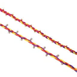 Sangria Set Of 2 Artificial Beaded Thread Rakhis With Roli Chawal Chandan & Mishri image 5