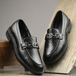 HERE&NOW Men Textured Formal Loafers-image-23