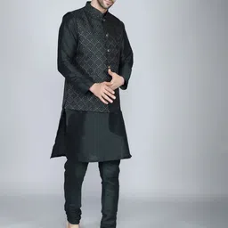 Ethluxis Men Regular Dupion Silk Kurta with Churidar-1