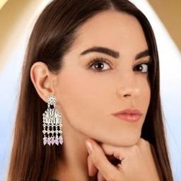 MEIRA JEWELLERY Silver-Plated Kundan Studded & Pearls Beaded Classic Drop Earrings-40