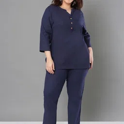 Sztori Pure Cotton Mandarin Collar Top With Trousers Co-Ords-picture-13