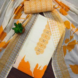SHADOW & SAINING Printed Pure Cotton Unstitched Dress Material-picture-0