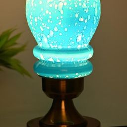 SOMIL Blue Printed Glass Abstract Shaped Table Lamp-image-11