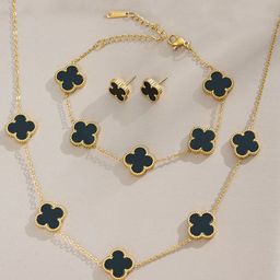 Designs & You Gold Plated Stainless Steel Clover Jewellery Set-image-67