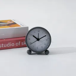 Kuber Industries Grey & White Contemporary Round Shaped Alarm Clock-16